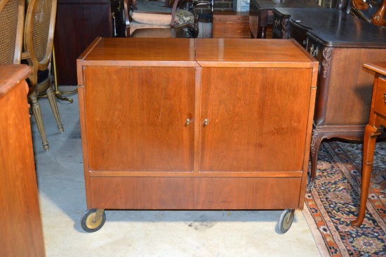 Mid-Century Modern Mahogany Rolling Dry Bar, Gordon's Fine Furniture, Johnson City, TN