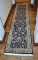 Fine 100% Wool Hand Knotted Indo-Persian Runner, 2.5 x 10', Navy & Ivory, Sage, Rust