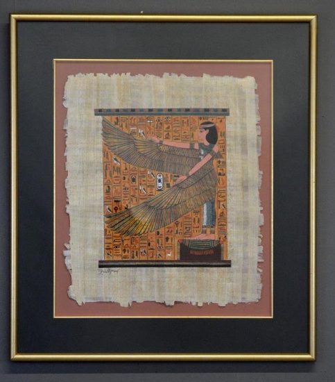 Pharoah's Papyrus Sphinx Square Egyptian Hand Painted Art on Papyrus
