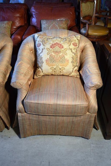 Geometric Neutral Club Chair by Wesley Hall Inc. w/ Accent Pillow, 2 of 2