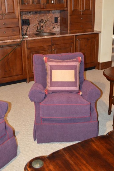 Plum Club Chair by Wesley Hall Inc. w/ Accent Pillow, 1 of 2
