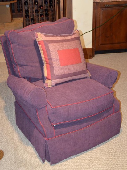 Plum Club Chair by Wesley Hall Inc. w/ Accent Pillow, 2 of 2