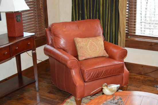 Fine WHL Collection Leather Armchair, 2 of 4, w/ Accent Pillow
