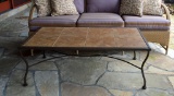 Tile Top Enameled Metal Frame Outdoor Coffee Table