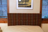 Geometric Upholstered Multicolored Queen Size Bed Headboard w/ Metal Frame
