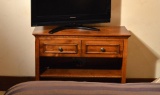 Cherry Bedroom Entertainment Stand, 2 Drawers, 2 Shelves