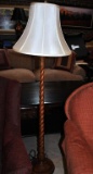 Barley Twist Wooden Floor Lamp, Ivory Shade