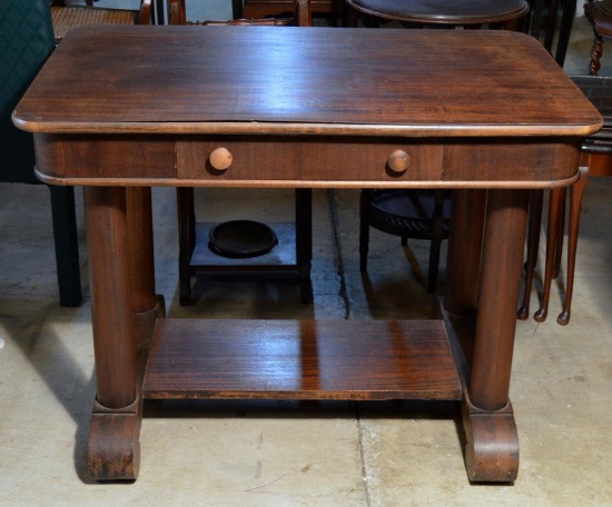 Antique Empire Style Mahogany Library Table