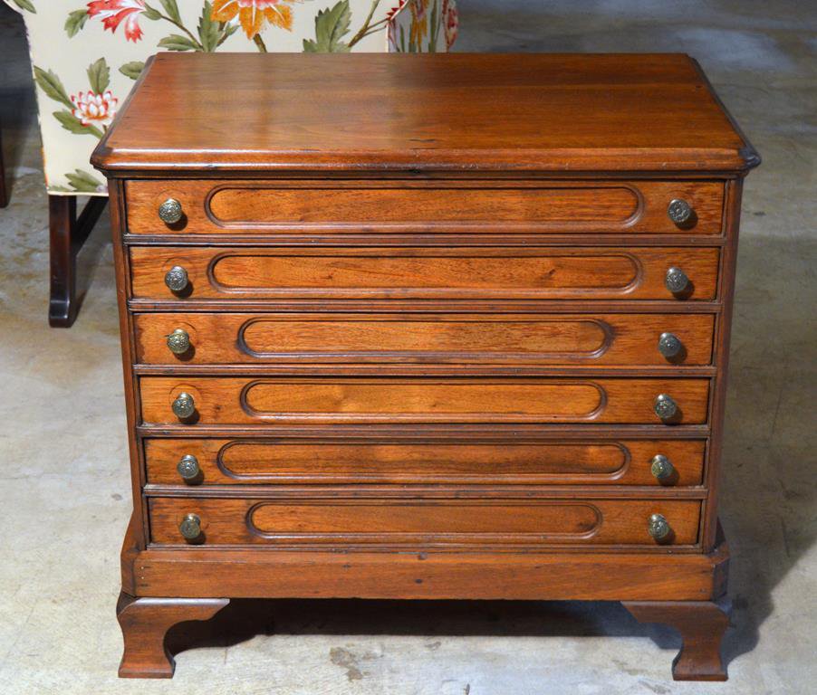 Antique Walnut Six Drawer Map Cabinet Art Antiques