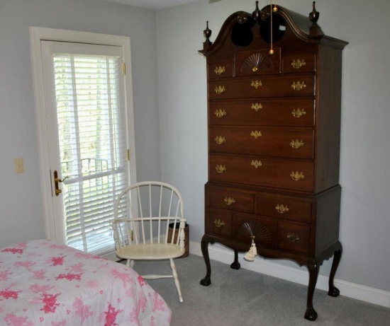 Stately Antique Hand Made Chippendale Style Mahogany Highboy Chest, Ball & Claw Feet, Batwing Pulls