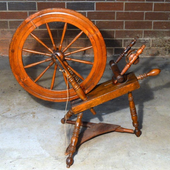 Antique 19th C. Cherry Wood Spinning Wheel