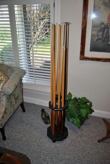 Black Marble & Brass Pool Cue Stand