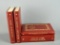Contemporary Set of 4 Red Leather Bound Books: The Greatest Historical Novels, Bantam, 1985