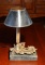 Contemporary Antiqued Finish Inkstand On Book Stylized Desk Lamp