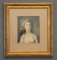 Antique 19th C. Chromolithograph Fine Art Print, Young Lady; Matted, Glazed & Framed