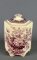 Vintage English Mason's “Ascot” Mulberry Transferware Hexagonal Lidded Ironstone Jar