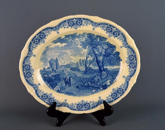 Vintage Grindley England “Flatford Mill After Constable” Blue & White 16” Porcelain Tray