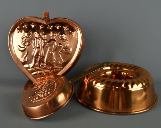Lot of 3 Vintage Tin Lined Copper Food Molds