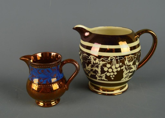 Lot of 2 Antique English Lusterware Cream Pitchers