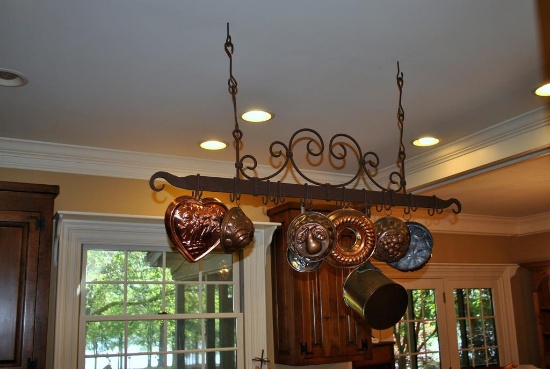 Hand Forged Iron Hanging Pot Rack w/ Hanging Hardware