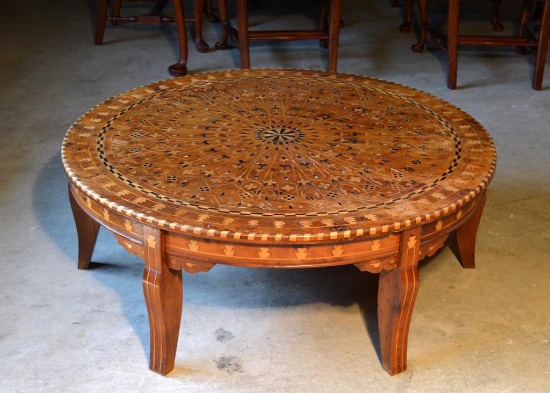 Fabulous Antique Moroccan Inlaid Marquetry Coffee Table