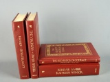 Contemporary Set of 4 Red Leather Bound Books: The Greatest Historical Novels, Bantam, 1985