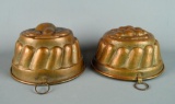 Lot of 2 Antique Tin Lined Copper Food Molds