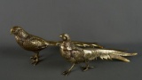 Pair of Vintage Silver Plate 12” Pheasant Figurines