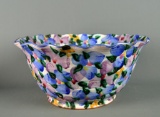 Pretty Contemporary Floral Ceramic Salad Serving Bowl, Signed