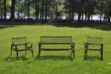 Superb Woodard Mid-Century Hollywood Regency Wrought Iron Patio Set, Settee & Two Chairs
