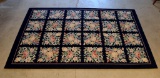 Lovely Wool Karastan Garden Of Eden “Garden Panel” 6 x 9 Rug, Floral On Black Ground