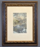 Wallace Nutting (American, 1861-1941) “A Pastoral Brook”, Hand Tinted Photograph, Signed