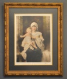 Antique 19th C. Chromolithograph Fine Art Print After Sichel, “Madonna”; Matted, Glazed & Framed
