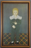 Contemporary Giclee On Canvas Art Print with Faux Oil Finish, Folk Art Manner, Framed