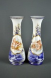 Pair of Antique Handpainted 13” Tall Bristol Vases