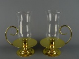 Pair of Fine Baldwin Brass 13”  Hurricane Lamps