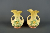 Pair of Vintage Hull “Wildflower” W-8-7½“ Double-Handled Vases