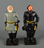 Pair of Vintage Handpainted Cast Iron Civil War Generals 7” Figurines: R.E. Lee & U.S. Grant
