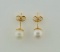 14K Yellow Gold & Pearl Solitaire Earrings, 5-6 MM Pearls