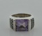 Sterling Silver, Amethyst & Marcasite Ring, Size 5.5