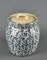 Vintage Blue & White Sponge Painted Jar w/ Lid
