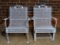 Pair of Vintage Woodard White Arbor Square Wrought Iron Patio Chairs