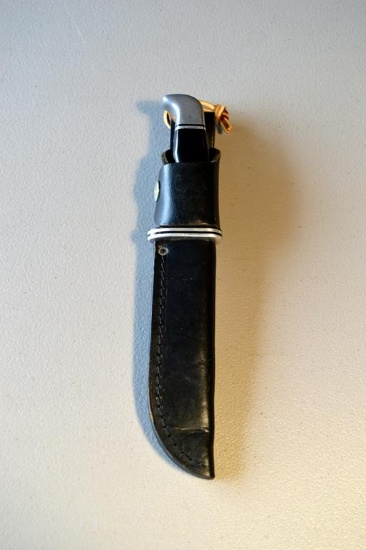 Buck 10” Hunting Knife w/ 5.75” Blade, Black Leather Holster, Eze Lap Diamond Stone