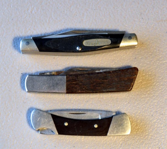 Lot of 3 Knives: Buck 505 Lock Blade; Buck 303 3-Blade; Gerber 2 Blade & Arkansas Stone