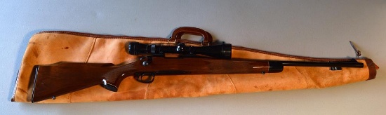 Remington Model 700 .243 Win Bolt Action Rifle w/ Redfield 3x-9x Scope & Redhead Leather Case, Exc.
