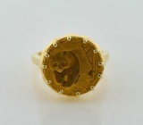 14K Yellow Gold Ring w/ 1/20 Troy Ounce Pure (0.999) Gold Chinese Panda Coin, Size 6.25