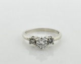 14K White Gold & Diamond Ring, TCW = 0.68 Carat, Size 6