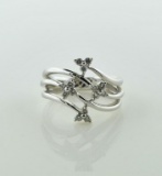 14K White Gold & Diamond Ring, TCW = 0.42 Carat, Size 7