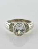 Sterling Silver & Rhinestone Ring, Size 7.5