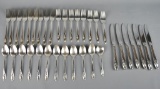 Set of Towle “Sculptured Rose” Sterling Silver Flatware w/ Wooden Storage Case
